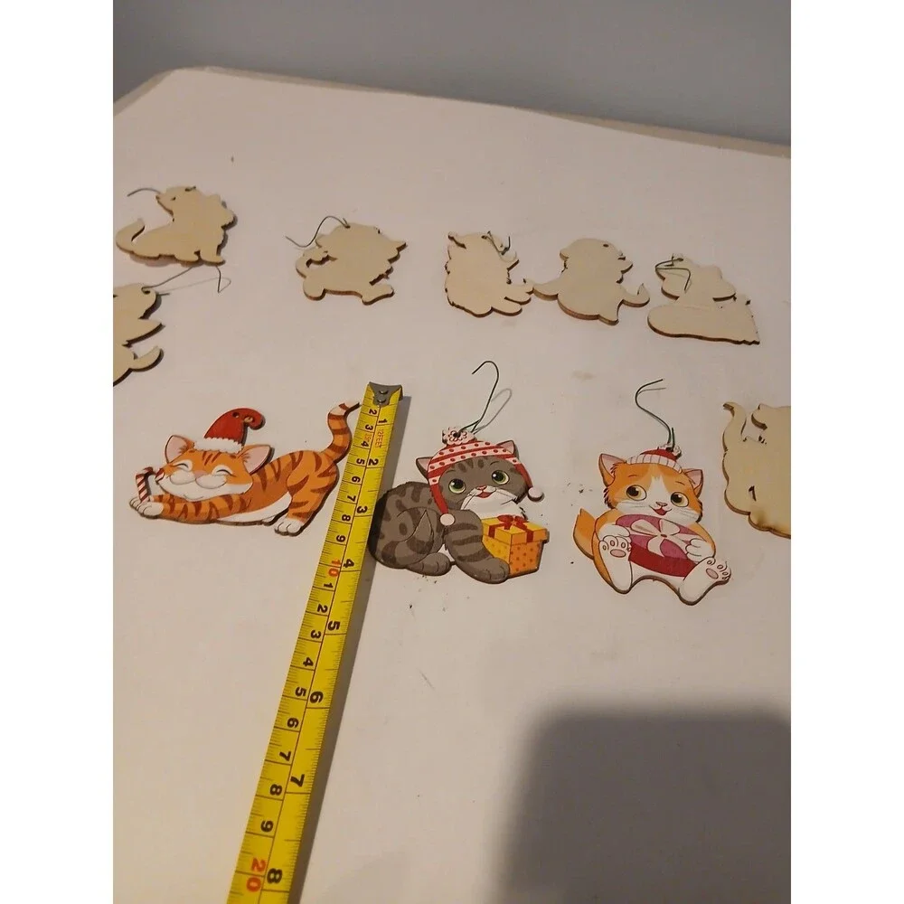32 Christmas Cat  Kitten Ornaments Chunful Ornaments  Wooden Hanging Tree